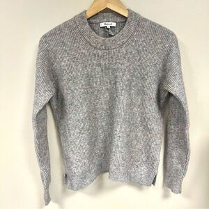 Madewell Ribbed Knit Crew Neck Sweater in Gray